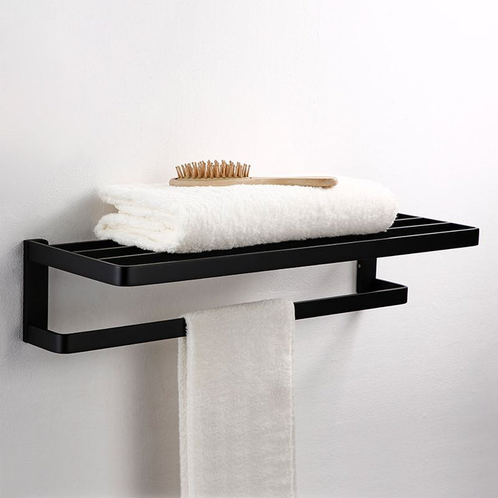 Lisslune | Black Bathroom Accessories Hardware Set with Towel Bar and Bathroom Shelf