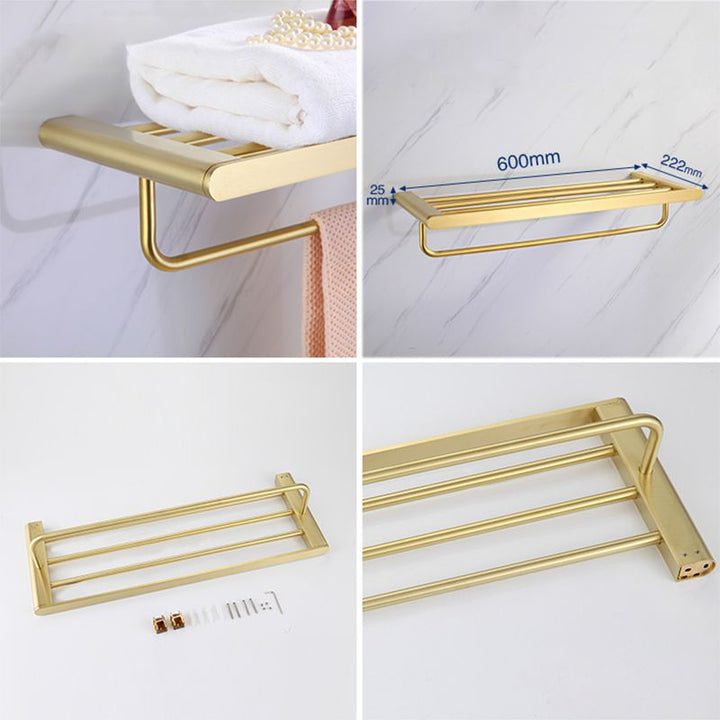 Lisslune | Modern Bathroom Hardware Set Gold Towel Bar Bath Hardware Set