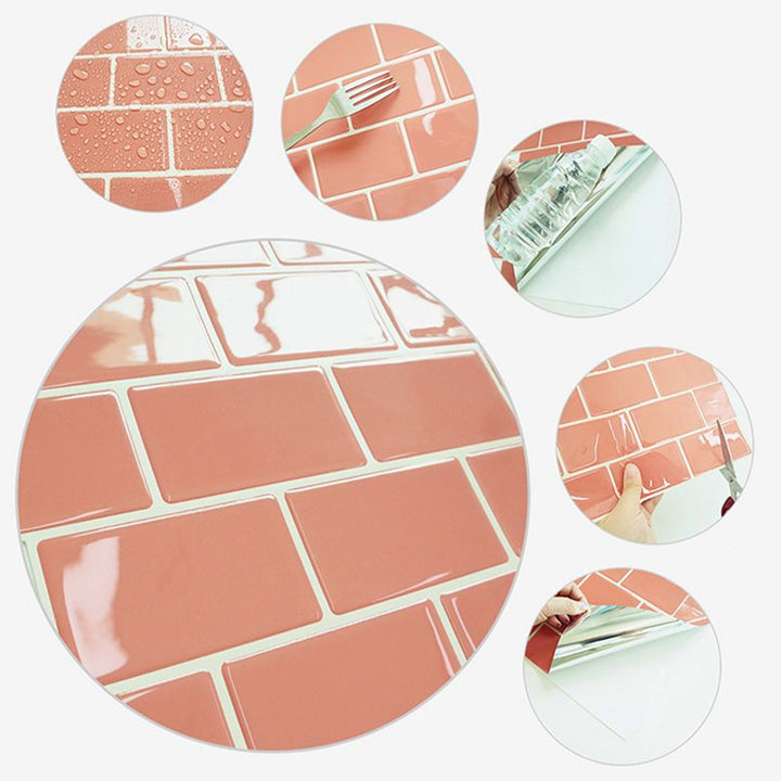 Lisslune | Plastic Peel and Stick Tiles Subway Tiles Wallpapers for Kitchen and Bathroom