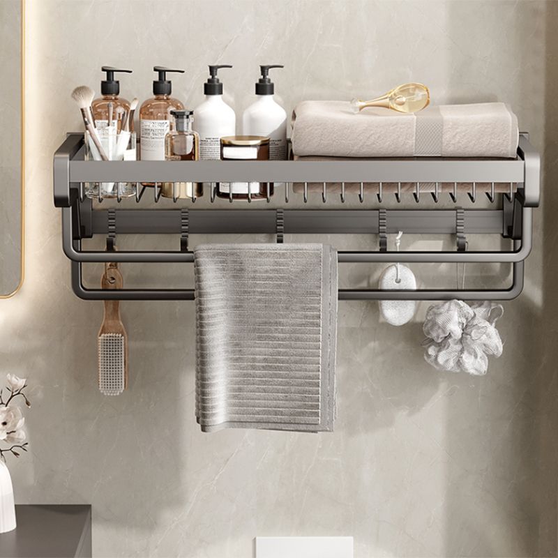 Lisslune | Contemporary bathroom accessory set made of matte stainless steel-aluminum with bathrobe hook/towel rail
