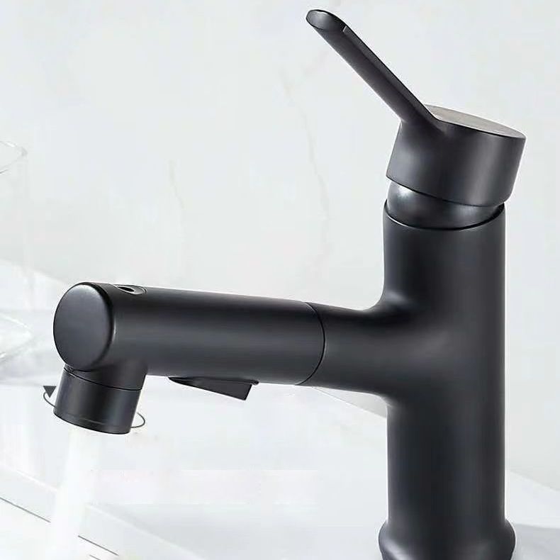 Lisslune | Modern sink faucet copper 1-handle low arc pull-out sink faucet for bathroom