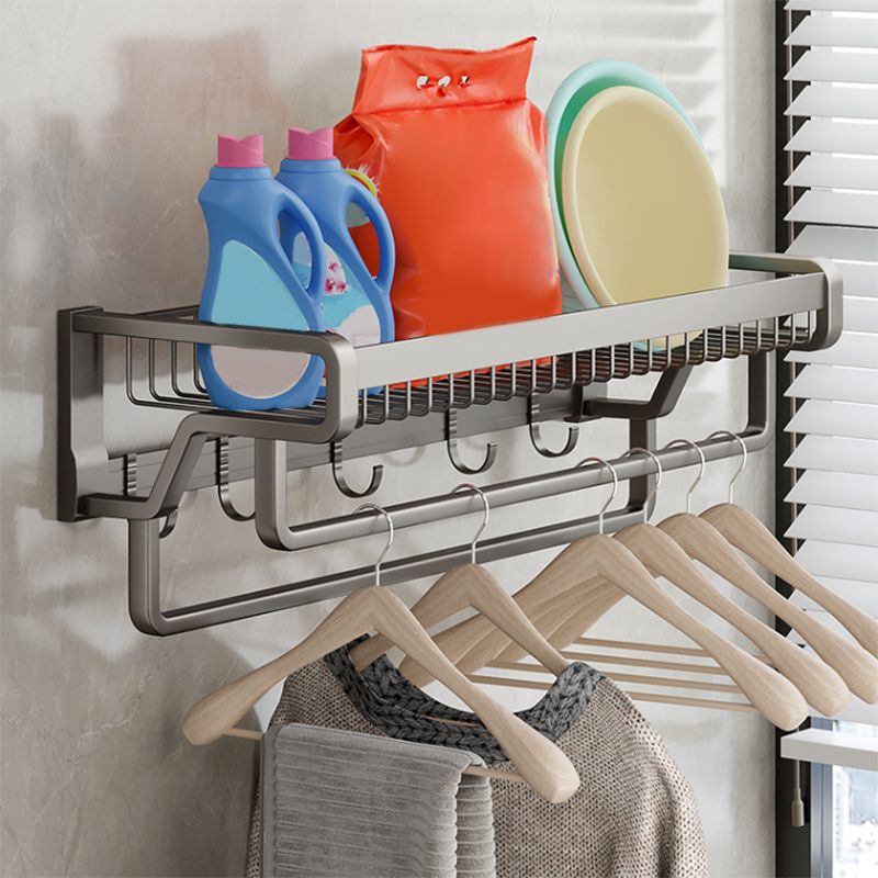 Lisslune | Contemporary bathroom accessory set made of matte stainless steel-aluminum with bathrobe hook/towel rail