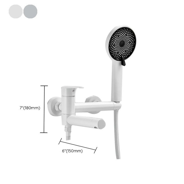 Lisslune | Modern Bath Rim Piece Single Handle Wall Mounted Bathtub Faucet with Hand Shower