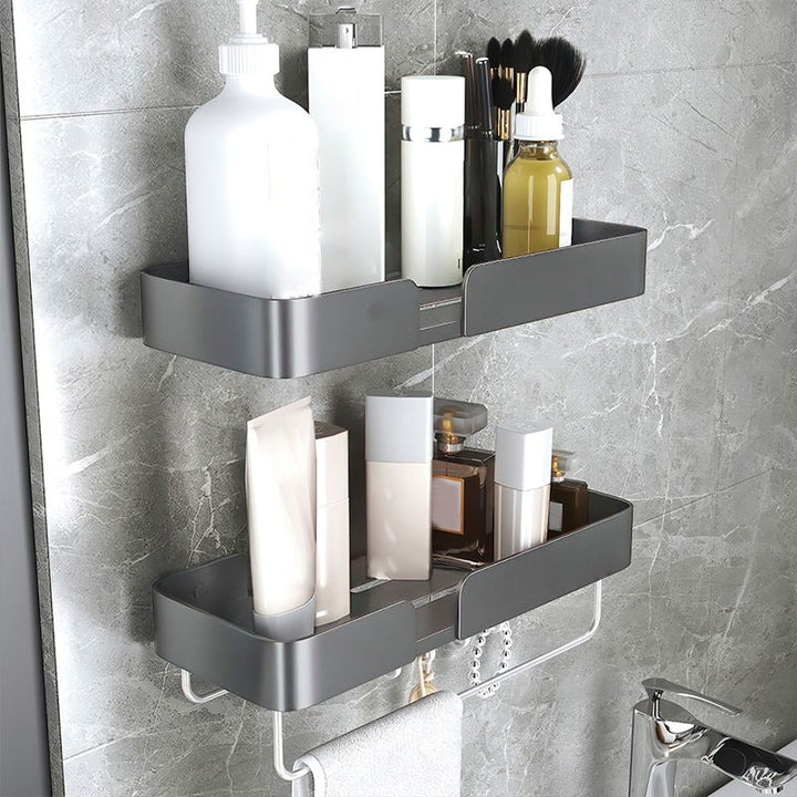 Lisslune | 3-piece modern bathroom hardware set aluminum bathroom shelf in gray