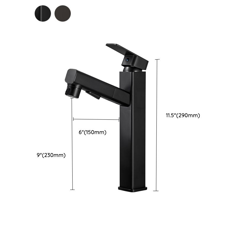 Lisslune | Bathroom Vessel Faucet High Arc Three-Way Spout Single Handle Faucet with Pull-Out Sprayer