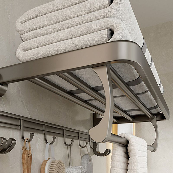 Lisslune | Modern Bathroom Accessories Set in Gray with Bathroom Shelf/Towel Holder/Bathrobe Hook & Paper Holder