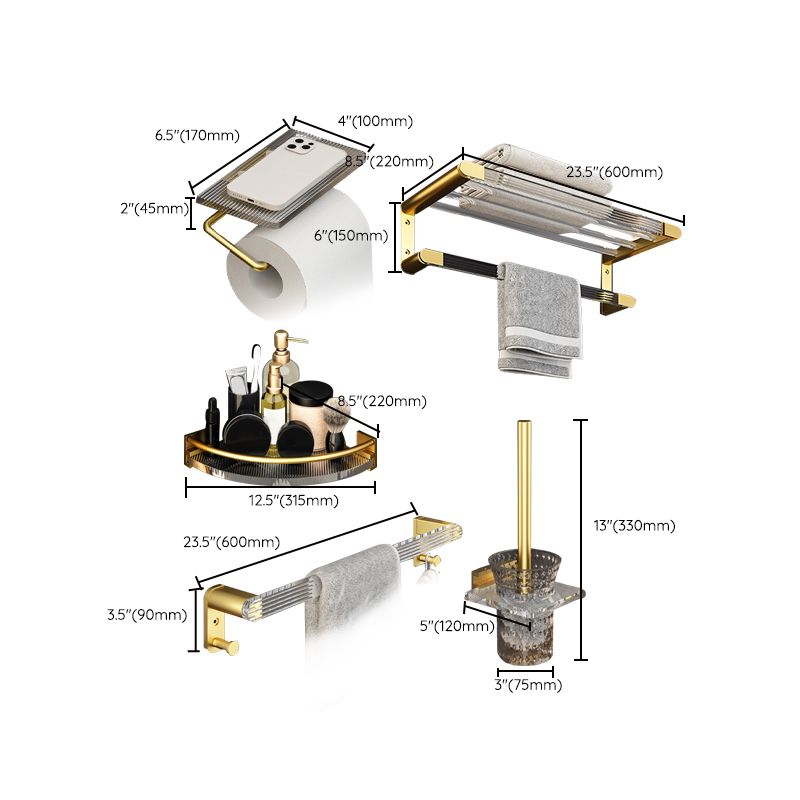 Lisslune | 6-piece bathroom accessory set made of gold-colored metal bathroom hardware set