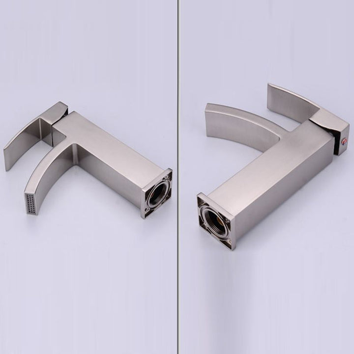Lisslune | Cubic Chrome Bathroom Faucet Low Arc Single Lever Basin Faucet