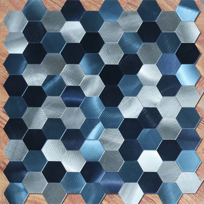 Lisslune | Hexagonal Mosaic Tiles Metal Peel and Stick Tiles for Kitchen and Bathroom, 11.8" x 11.8"