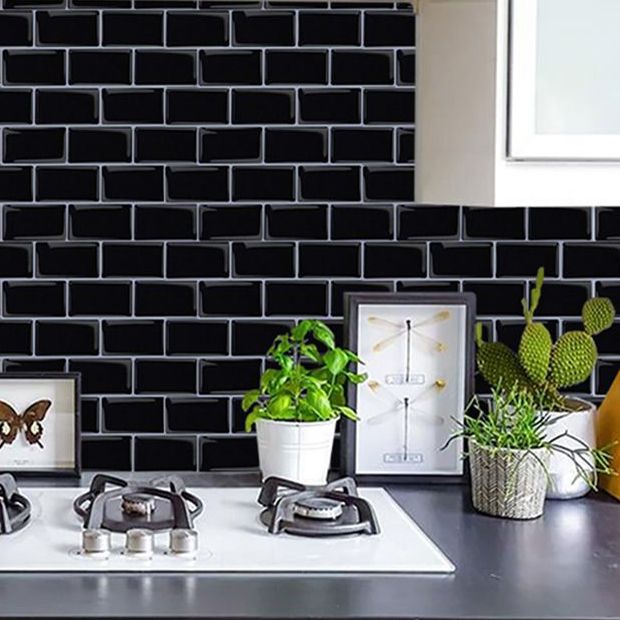 Lisslune | Plastic Peel & Stick Subway Tile Square Peel and Stick Back Wall Tile