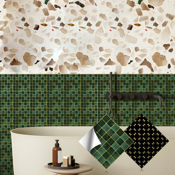 Lisslune | Peel & Stick Mosaic Tile Square Plastic Stain Resistant Tile - Peel & Stick for Shower