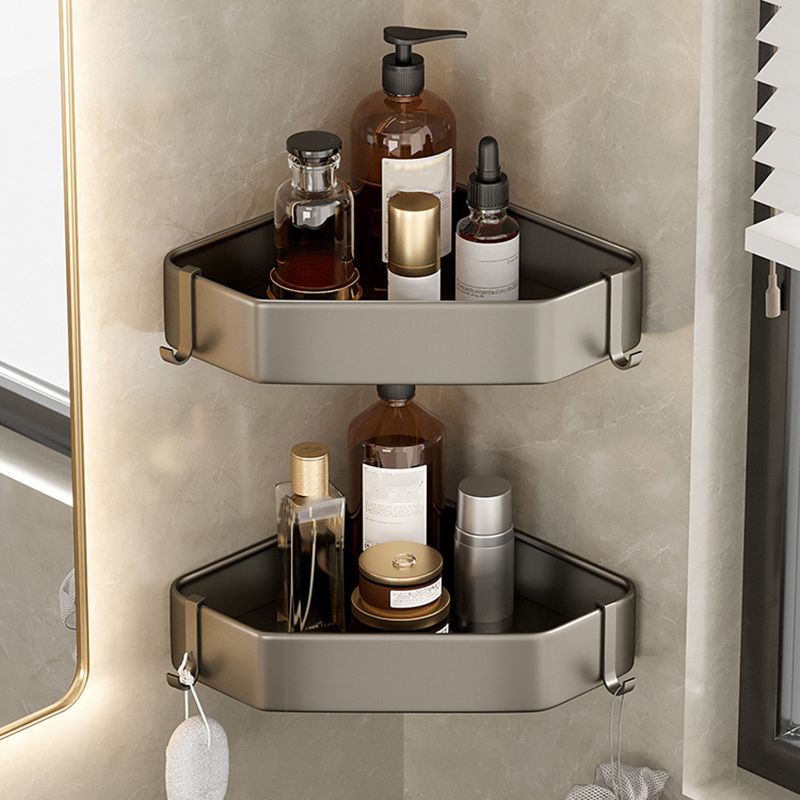 Lisslune | Contemporary Aluminum Bathroom Accessory Set Grey Bath Shelf