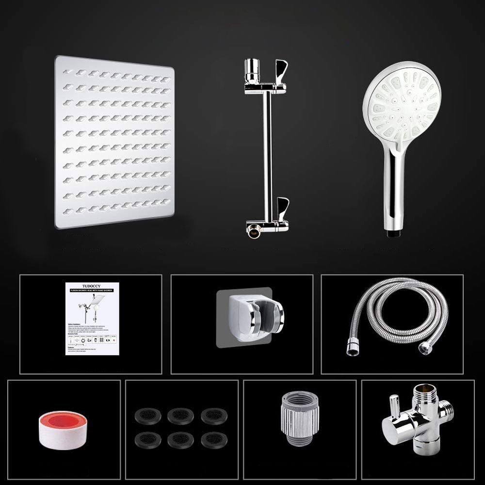 Lisslune | Modern Dual Shower Head Square High Arc Shower Head in Silver