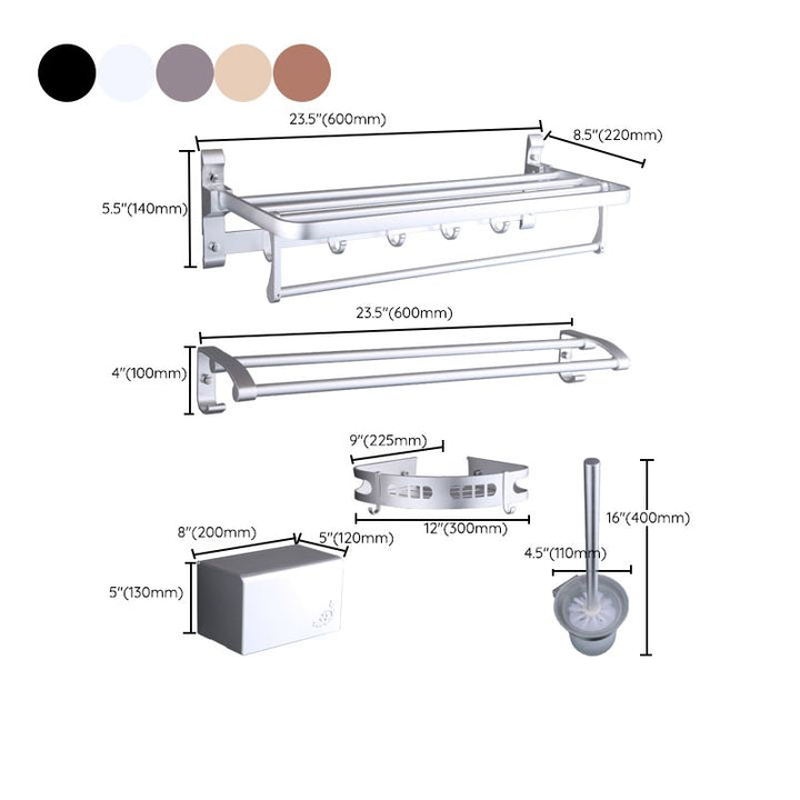 Lisslune | 6-piece modern bathroom hardware set made of aluminum with towel holder/paper holder