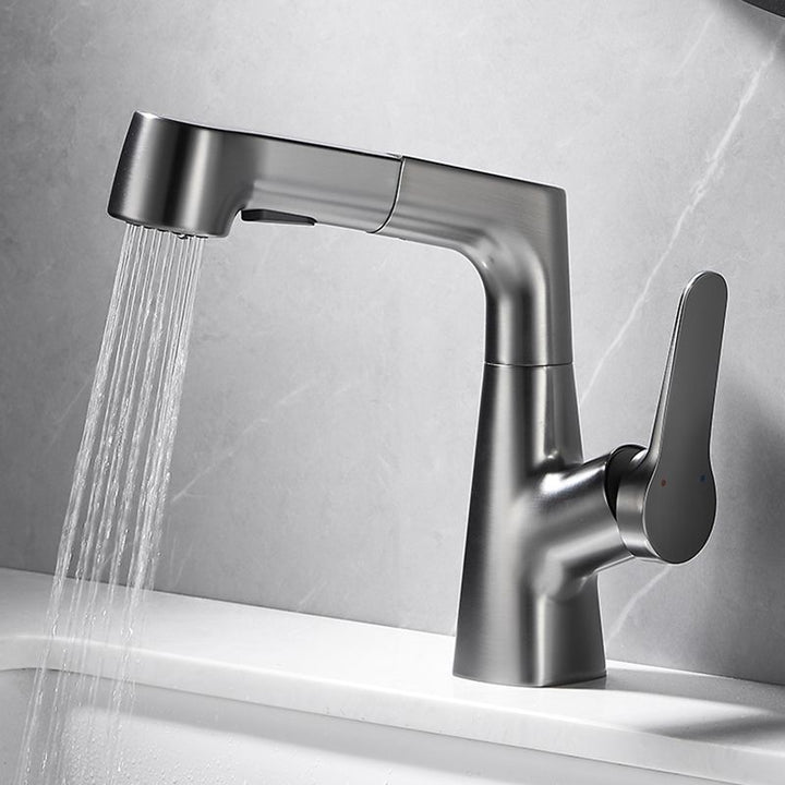 Lisslune | Bathroom vessel faucet high arc three-way spout single-handle faucet with pull-out sprayer