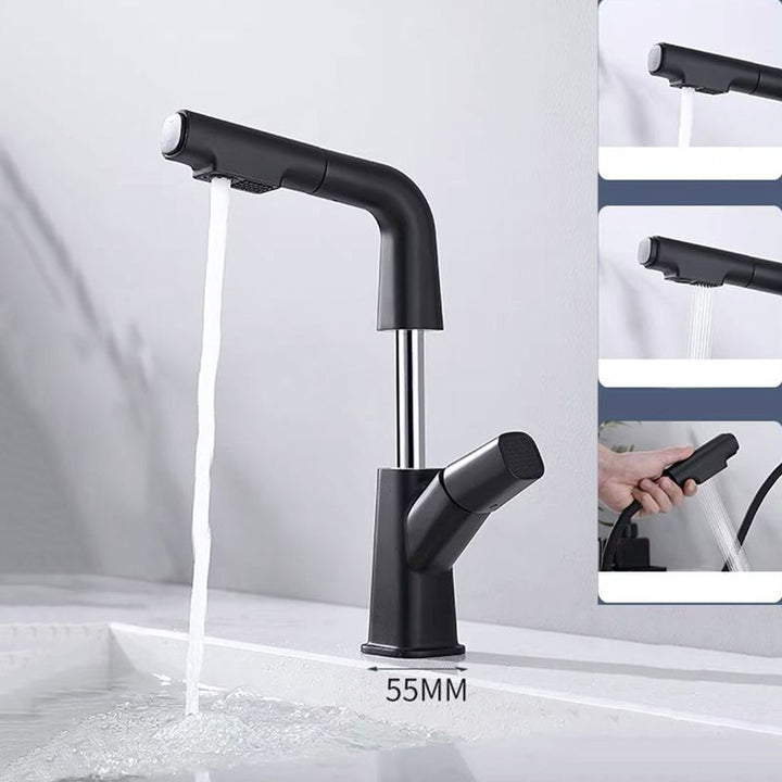 Lisslune | Modern Faucet Sink Tap Brass Lever Handles Swivel Spout Sink Tap