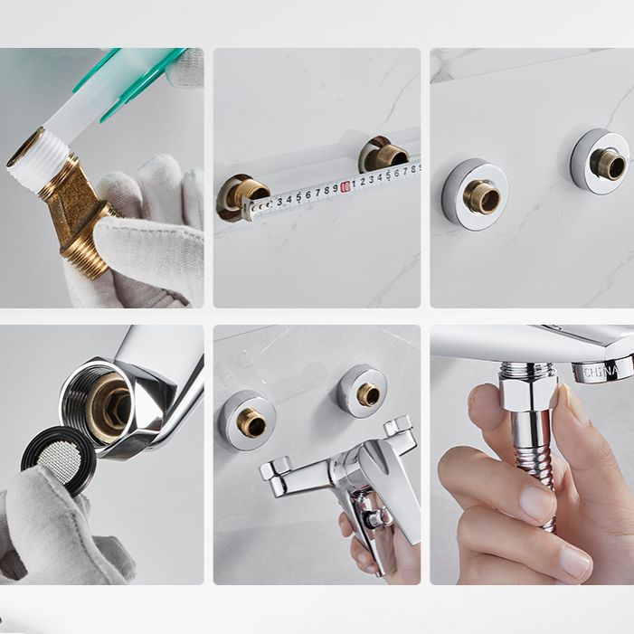 Lisslune | Contemporary Wall Mounted Bathroom Faucet Lever Handles 2-Hole Faucet Brass Faucet