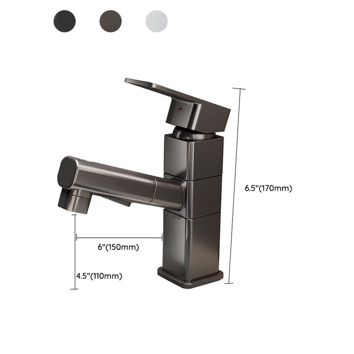 Lisslune | Bathroom Vessel Faucet Swivel Spout Single Handle Faucet with Pull-Out Spray Head