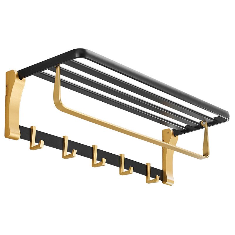 Lisslune | Contemporary Bathroom Accessory Set Black & Golden Bath Shelf/Towel Bar