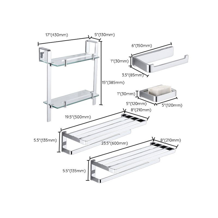Lisslune | Polished Chrome Bathroom Accessory Set Modern Brass Bathroom Accessory Kit