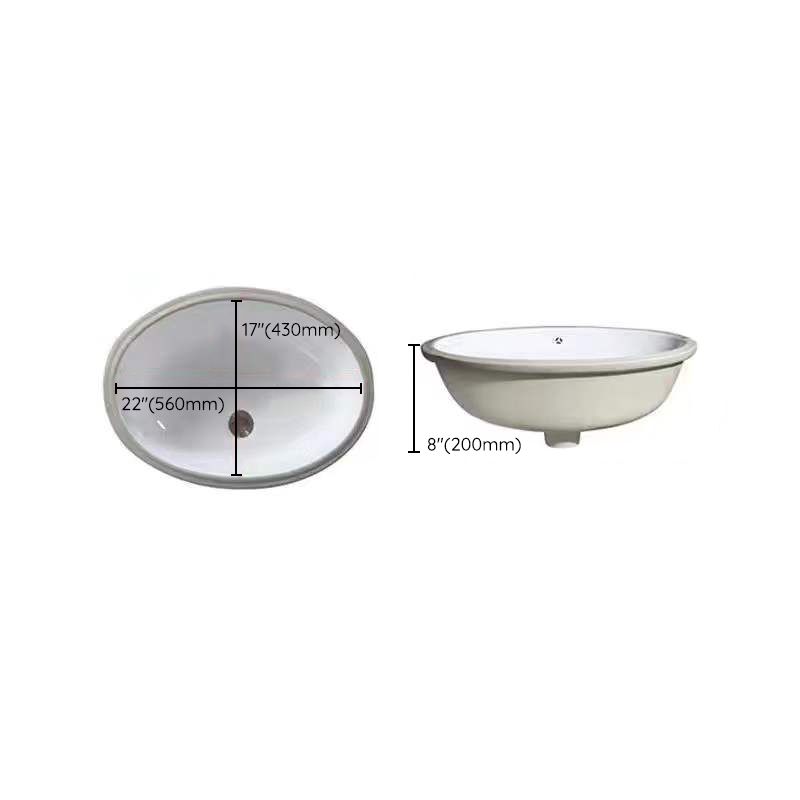 Lisslune | Modern Under-Mount Sink Oval Porcelain with Pop-Up Drain Sink