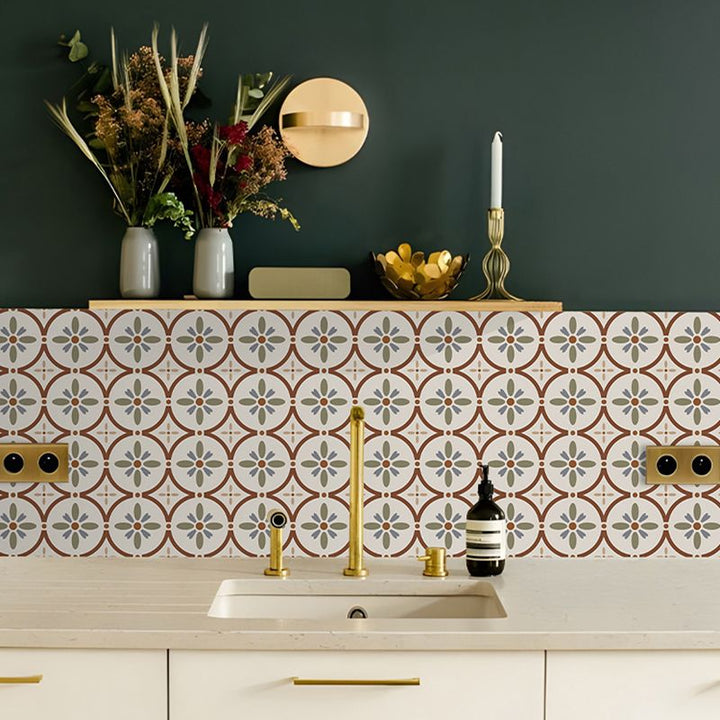 Lisslune | Waterproof Peel & Stick Tile Square Pattern Print Single Tile