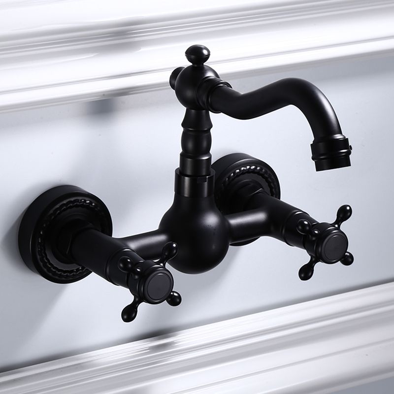 Lisslune | Traditional Wall Mounted Metal Bathtub Filler Low Arc Waterfall Bathroom Faucet