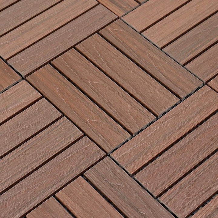 Lisslune | 12" X 12" 4-Slat Square PVC Floor Tiles Snap-Fit Installation Floor Tiles