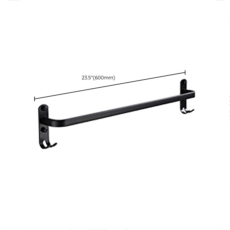 Lisslune | Contemporary Bathroom Accessory Set Black Surface Bathrobe Hook/Towel Ring Bar