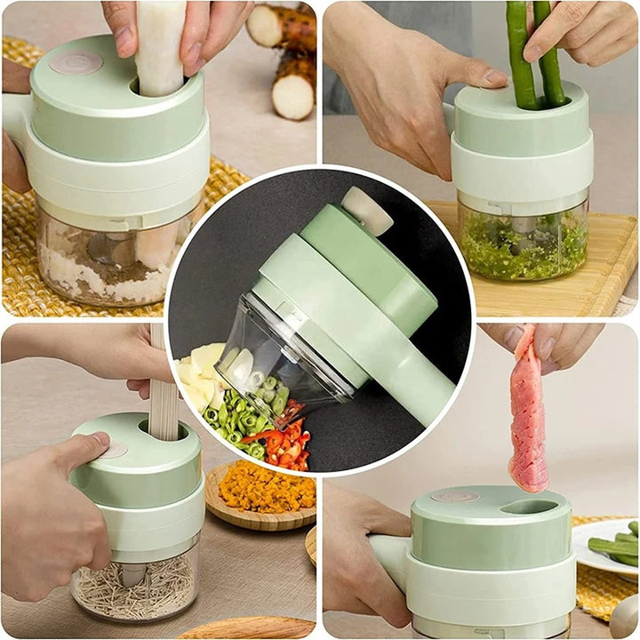 Lisslune | SnijGemak 4-in-1 Electric Vegetable Slicer – Rechargeable & With Collection Bin