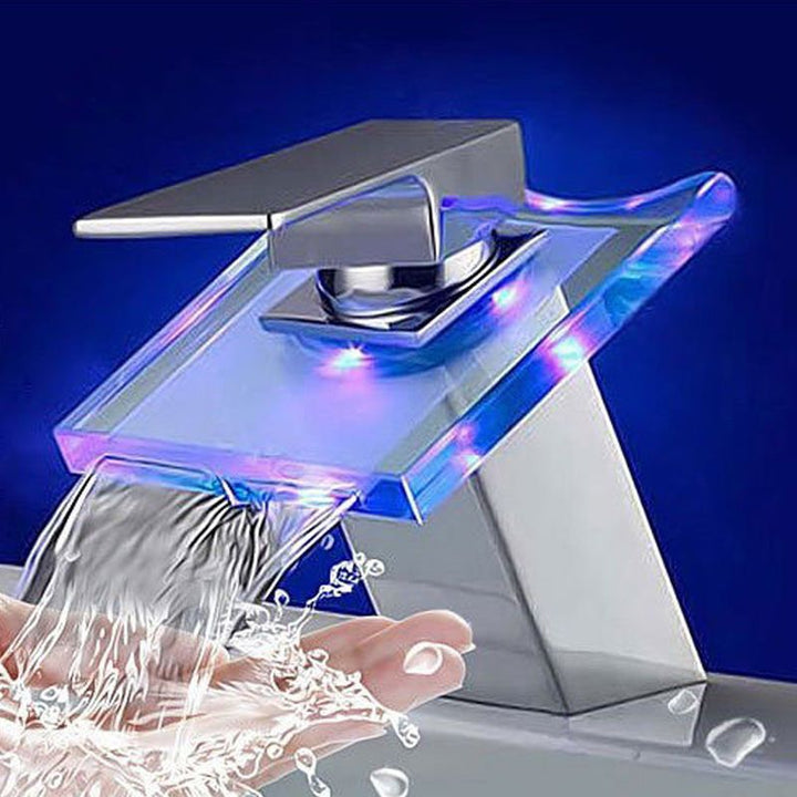 Lisslune | 1-Handle Basin Mixer 1-Hole Copper Sink Tap with LED Lighting