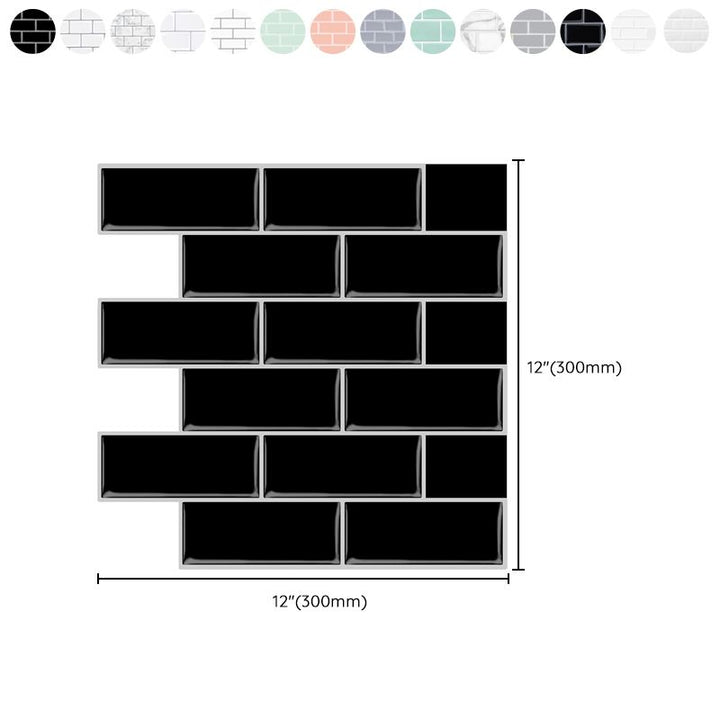 Lisslune | Solid Peel & Stick Subway Tile Scratch Resistant PVC Rectangle Peel and Stick Wall Tile