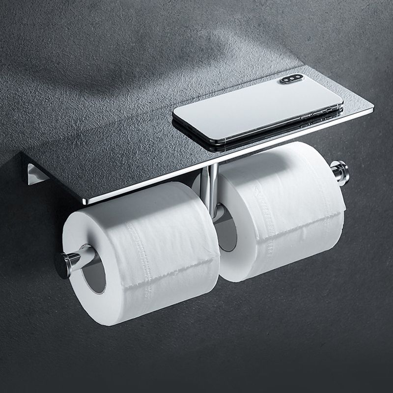 Lisslune | Contemporary 2-piece Bathroom Set in Polished Chrome Stainless Steel Toilet Paper Holder