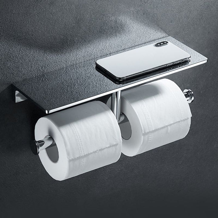 Lisslune | Contemporary 2-piece Bathroom Set in Polished Chrome Stainless Steel Toilet Paper Holder