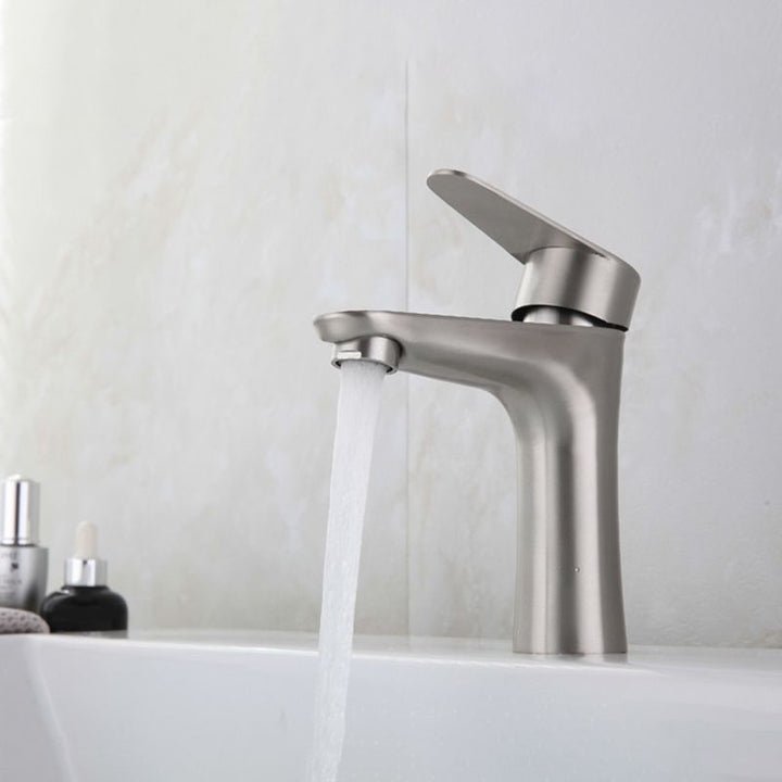 Lisslune | Round Single Handle Bathroom Faucet Single Hole Sink Faucet in Chrome
