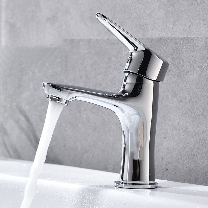 Lisslune | Basic Metal Washbasin Faucet Silver Bathroom Faucet with Lever Handle