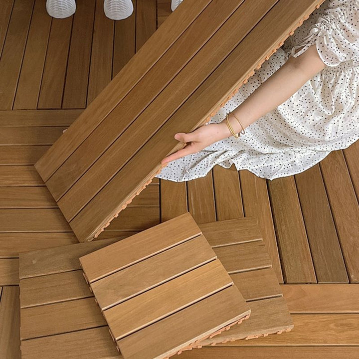 Lisslune | Modern Style Square Wood Flooring Corrosion Resistant Outdoor Wood Flooring