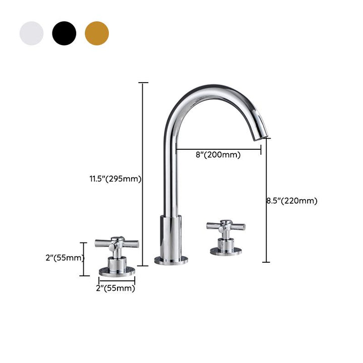 Lisslune | Goose Neck Bathroom Sink Faucet 2 Handles Hot and Cold Water Sink Faucet with Drain