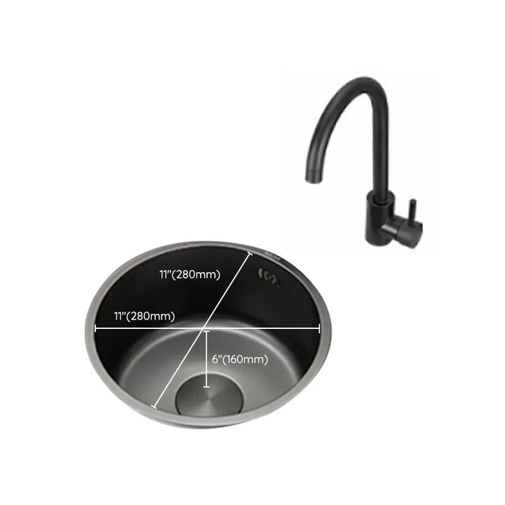 Lisslune | Kitchen Sink Round Single Bowl Color and Scratch Resistant Under-mounted Stainless Steel Kitchen Sink