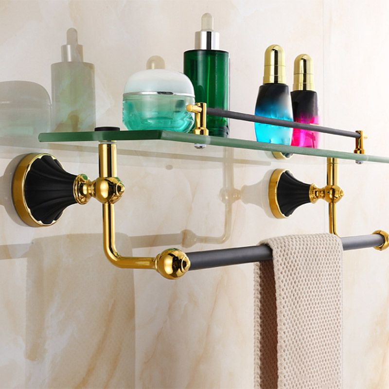 Lisslune | Traditional Bathroom Accessories Set Towel Bar Bathroom Shelf Black Bathroom Accessories Set
