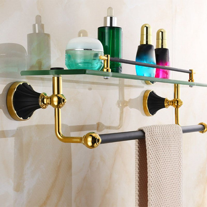 Lisslune | Traditional Bathroom Accessories Set Towel Bar Bathroom Shelf Black Bathroom Accessories Set