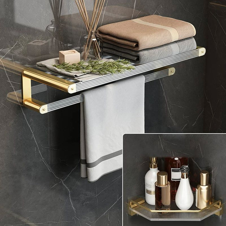Lisslune | Modern Bathroom Accessories Set Bathroom Shelf Gold Towel Holder Bathroom Hardware Set