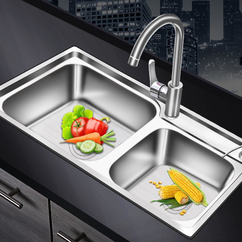 Lisslune | Modern Style Kitchen Sink Stainless Steel 2 Holes Top Mount Kitchen Sink