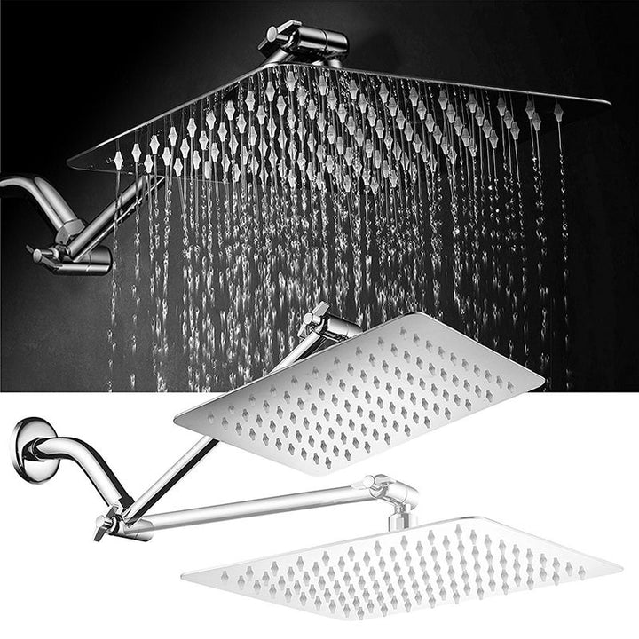 Lisslune | Contemporary Shower Combination Dual Shower Head Ceiling Mounted Metal Square Shower Head