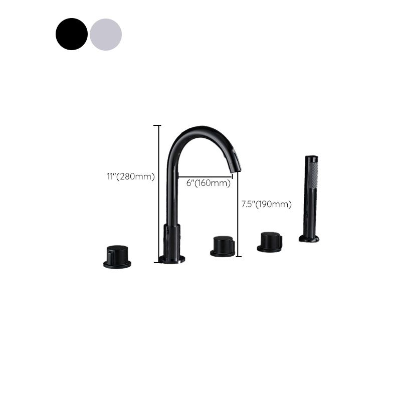 Lisslune | Contemporary Bathroom Faucet Deck Mount Copper Low Arc Swivel Roman Bathtub Faucet Set