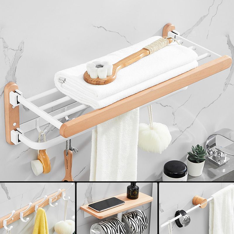 Lisslune | White 7-piece bathroom accessory set wood and metal bath set