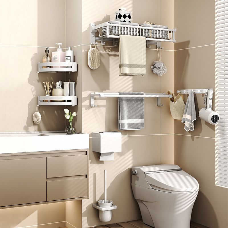 Lisslune | Modern style bathroom accessory set with bathroom shelf/towel rack/toilet brush in white