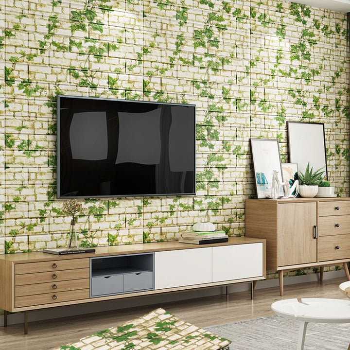 Lisslune | Industrial Wall Panel 3D Brick Wall Panels Waterproof Stickers Wall Tiles Set of 10