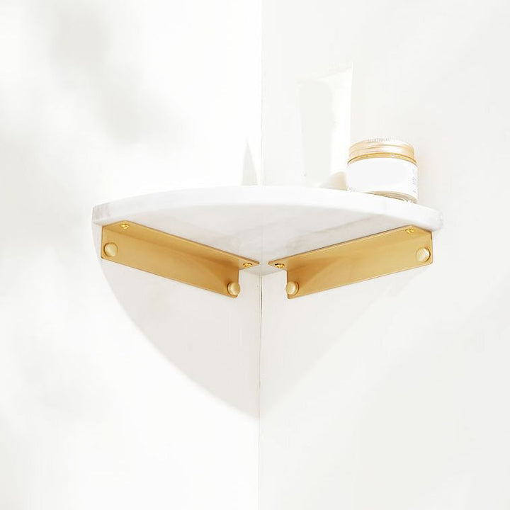 Lisslune | 2-piece marble bathroom shelf brass bathroom accessory set in white/green