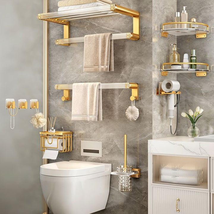 Lisslune | Modern Golden Bathroom Accessories Single Piece or in Set with Bathroom Shelf